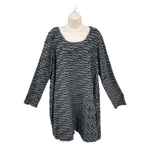Chalet Sweater Dress Women Lagen Look Artsy Wave Textured Gray Knit USA Size XL